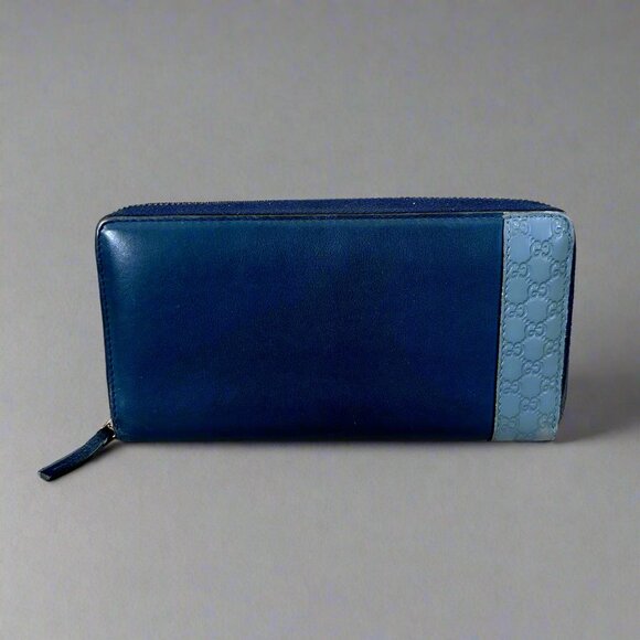 Vintage Gucci navy leather wallet - Picture 1 of 4